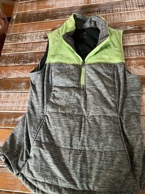 The North Face Lime Green and Gray Quilted Vest